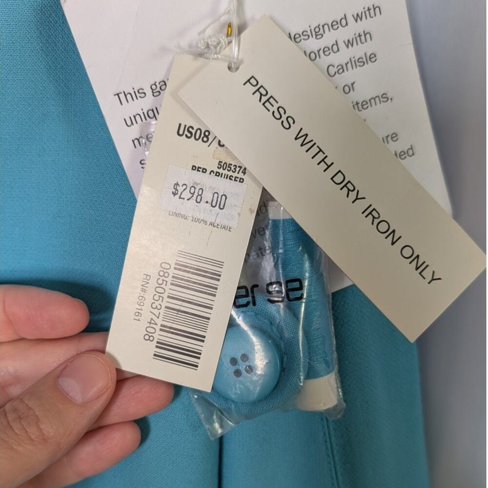 NWT Per Se Teal Double-Breasted Cropped Jacket | Funnel Neck 98% Wool - Picture 11 of 11